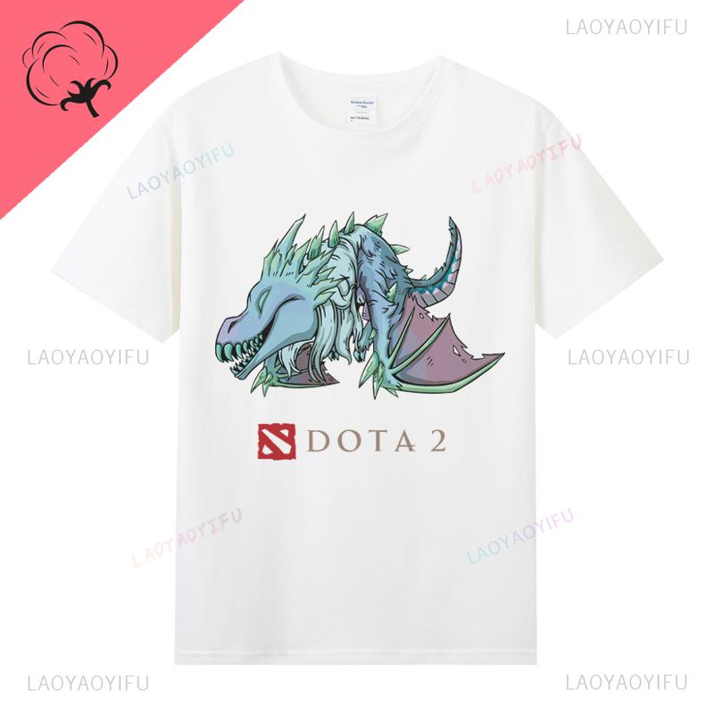DOTA 2 Футболка Известная Игровая Футболка Одежда Мужская 100% Хлопок Круглый Вырез Повседневная Классическая Подарки для Геймеров Топы Футболки с Принтом