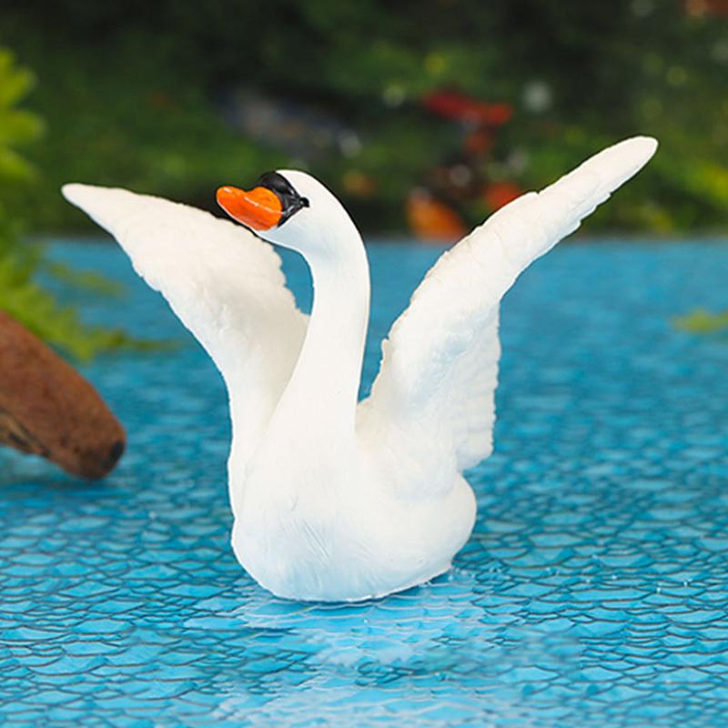 Миниатюрный Белый лебедь, украшение, мультяшная фигурка гуся, микропейзаж, кукольный домик, миниатюрная игрушечная машинка, украшение