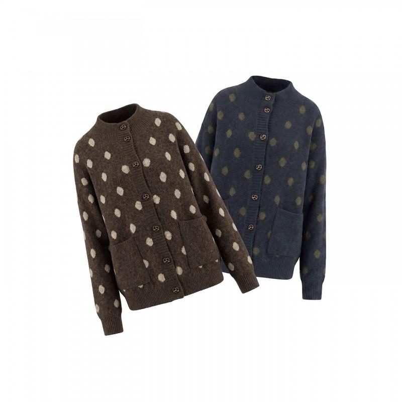 HeyHenry Womens Vintage Polka Dot Cardigan Loose Fit Long Sleeve Knit Sweater Coat