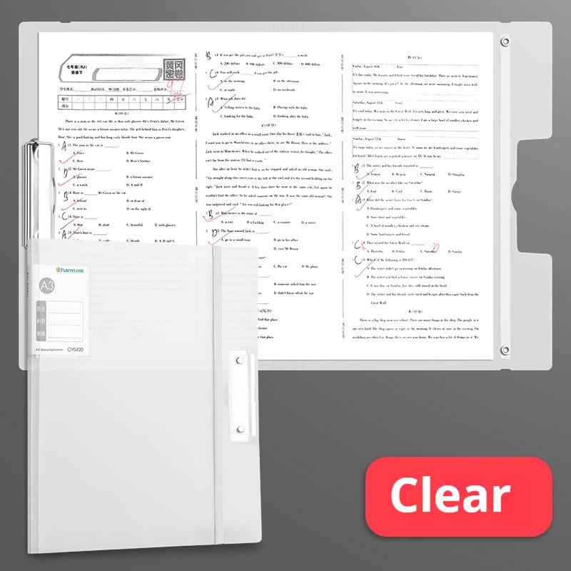 Папка для бумаги А3 Прозрачная папка Сумка для хранения студенческих работ Артефакт для сортировки бумаги Папка-планшет А4 Офисные принадлежности Студенческие заметки