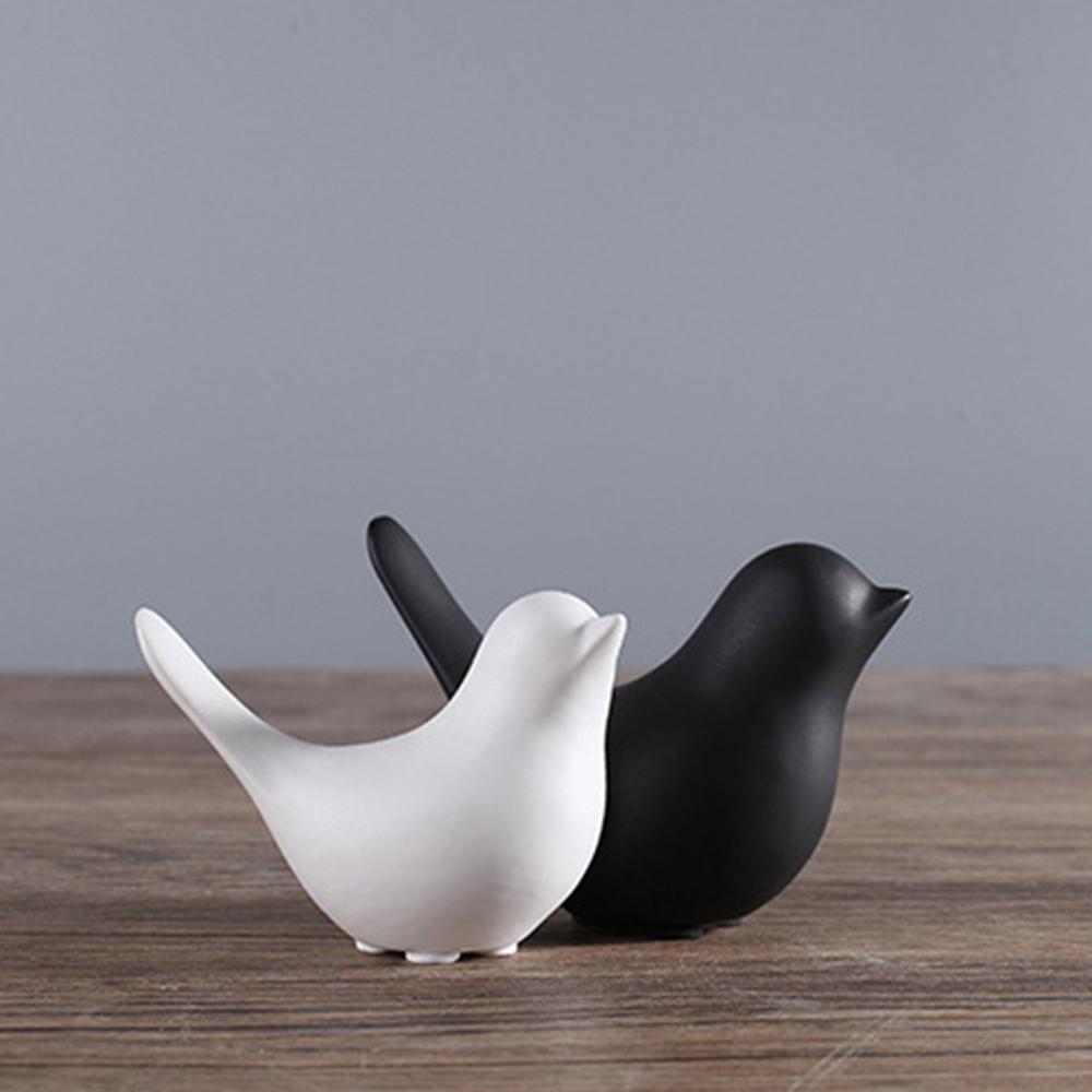 Party Crafts Black White Ceramic Modern Home Decoration Figurines Ornaments Statue Bird Sculpture