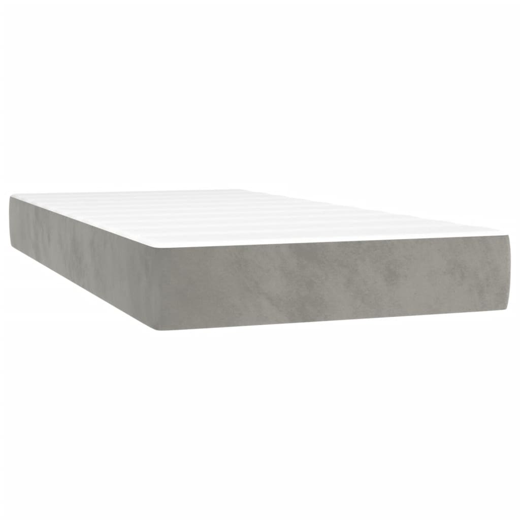 Box Spring Bed with Mattress Light Grey 80 x 200 cm Velvet