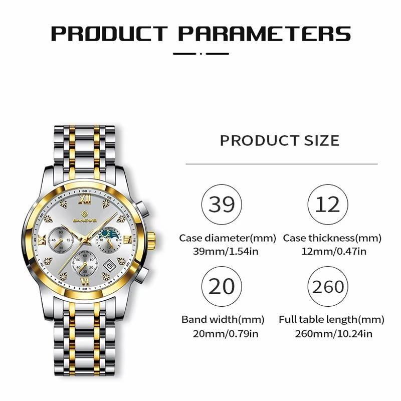 New Gold Diamond Watches for Women Fashion Stainless Steel Waterproof Luminous Quartz Ladies Wristwatch Gift