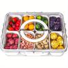 1pc Multi-Compartment Snack Serving Tray With Lid & Handle, Food Storage Box, Portable Food Container For Parties