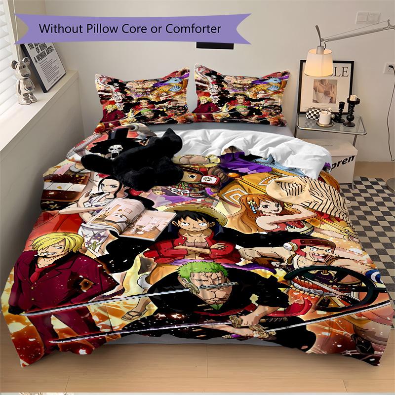One Piece Adventure Print 3Pcs Bedding Setduvet Cover With 2 Bedropillowcase Home Birthday Gift