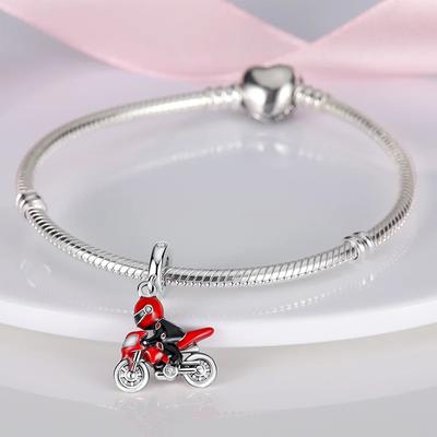 Оригинальные бусины Charmscopper Cool Red Мотогонщик Подходят для браслетов-цепочек Charms Для женщин Изготовление ювелирных изделий Изящные подарки