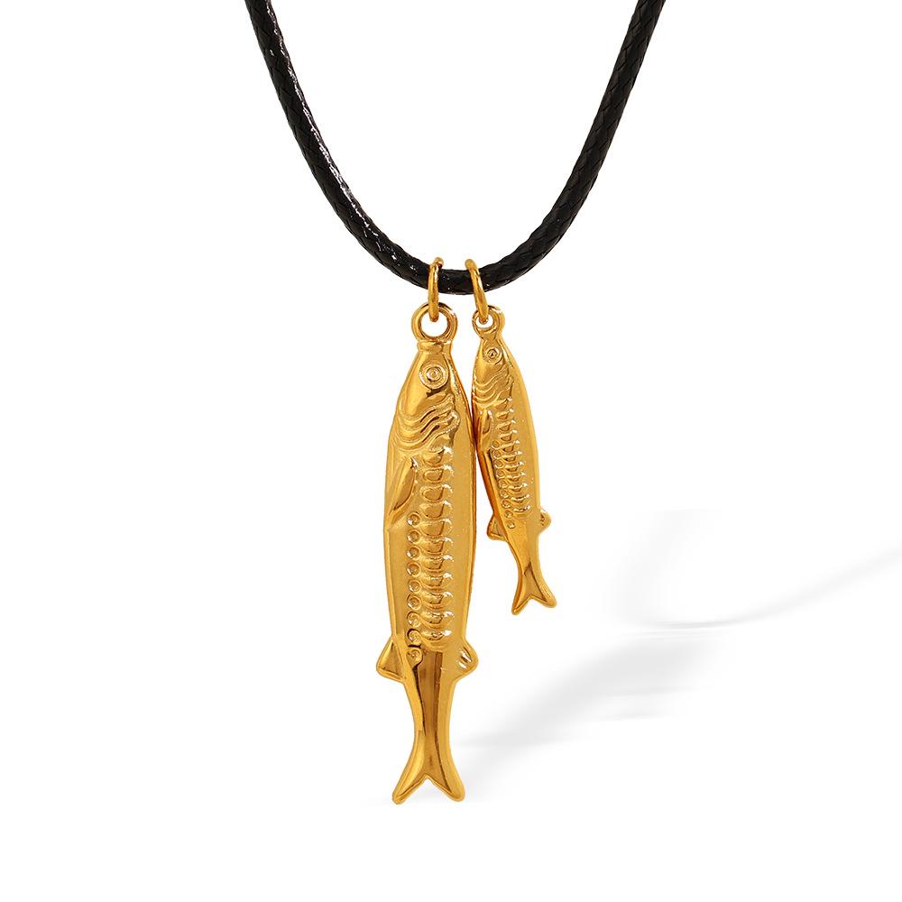 Европейское и американское ожерелье из титановой стали с кожей тунца: Тропический Океан Роскошные Женские Украшения из Нержавеющей Стали