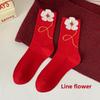 Носки женские Большие красные носки Носки Весенний фестиваль Красные носки Ноги Хлопковые носки женские Трубчатые Мультяшные милые