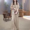 2 Pcs/Set Women Top Pants Set Round Neck Half Sleeves Irregular Hem Blouse Wide Leg Elastic Waist Wide Leg Trousers Daily Leisure Dating Outfit