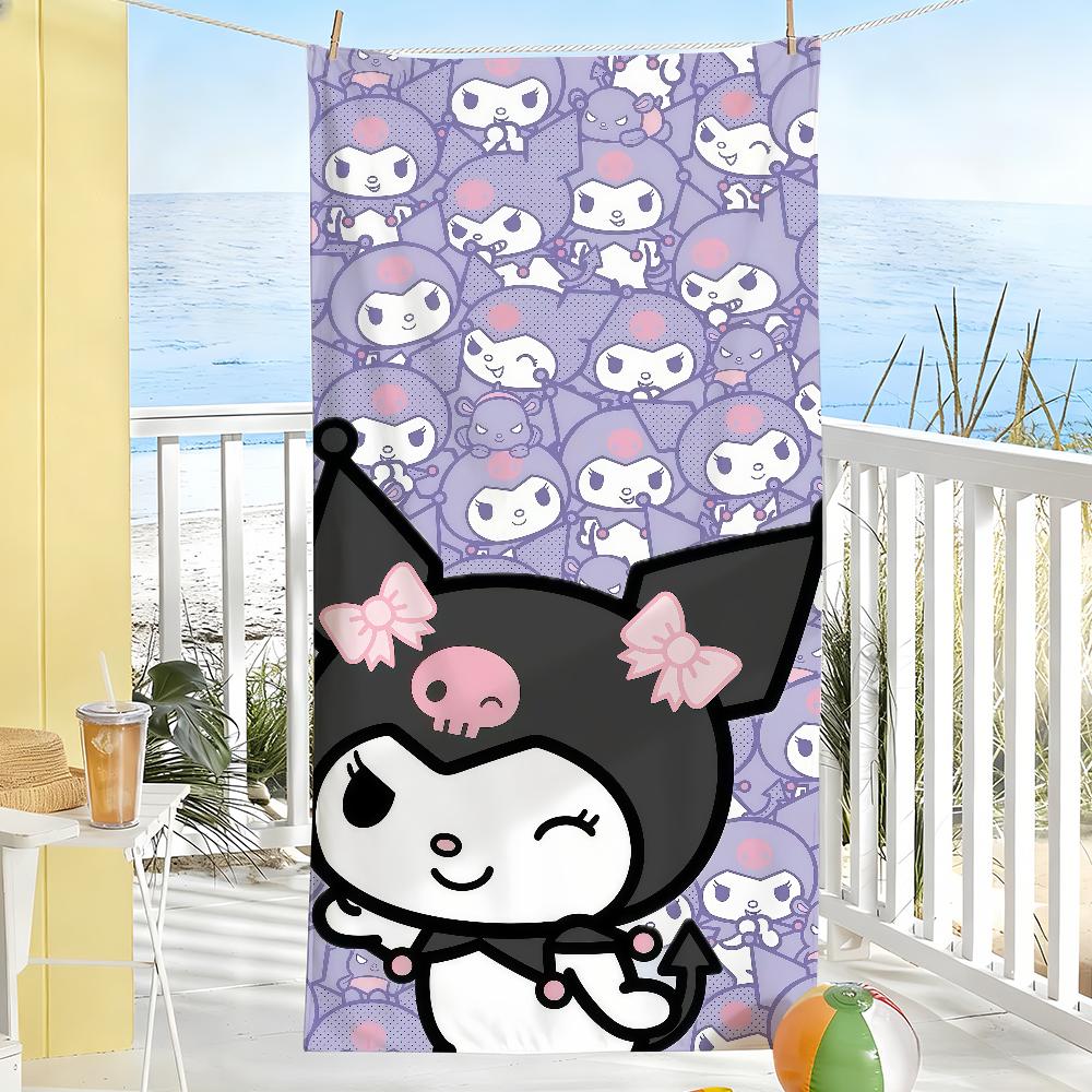 Мультяшное милое полотенце K-kuromi для сушки, банное полотенце, подходит для легкого плавания, кемпинга, йоги, пляжа, активного отдыха