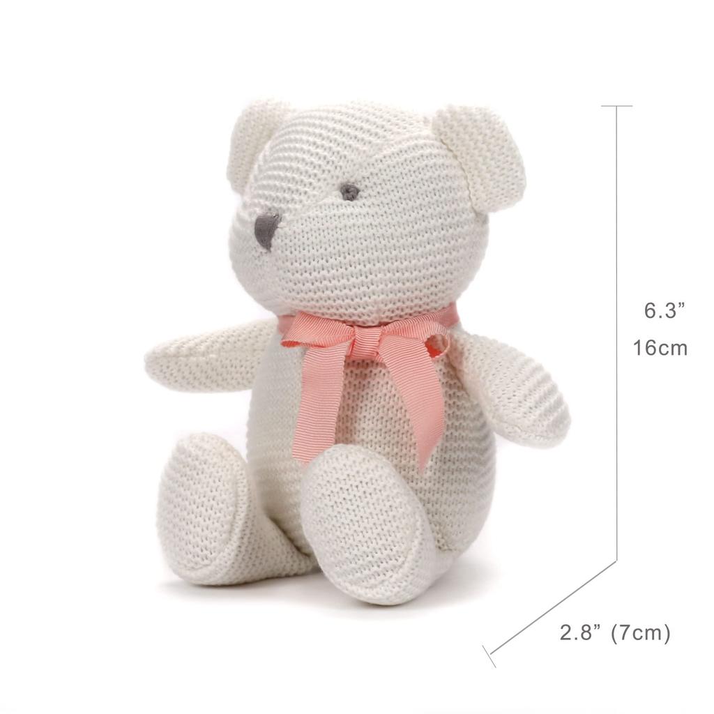 FLUFFYFUN Органический хлопок, плюшевый мишка для младенцев, 100% плюшевая игрушка, 16,5 см (белый)