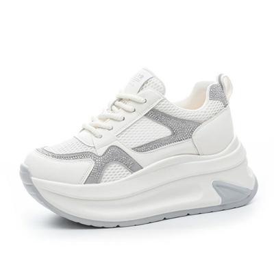 Мода 8СМ Популярная Обувь для Пожилых 2025 Лето Новинка Универсальная Сетчатая Дышащая Женская Обувь Толстая Подошва Внутренняя Высота Повседневная Спортивная