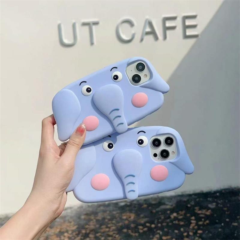 Модный милый чехол для телефона с подставкой со слоном для iPhone 15 14 13 12 11 Pro Max силиконовый чехол для iPhone 15 14 13 12 11