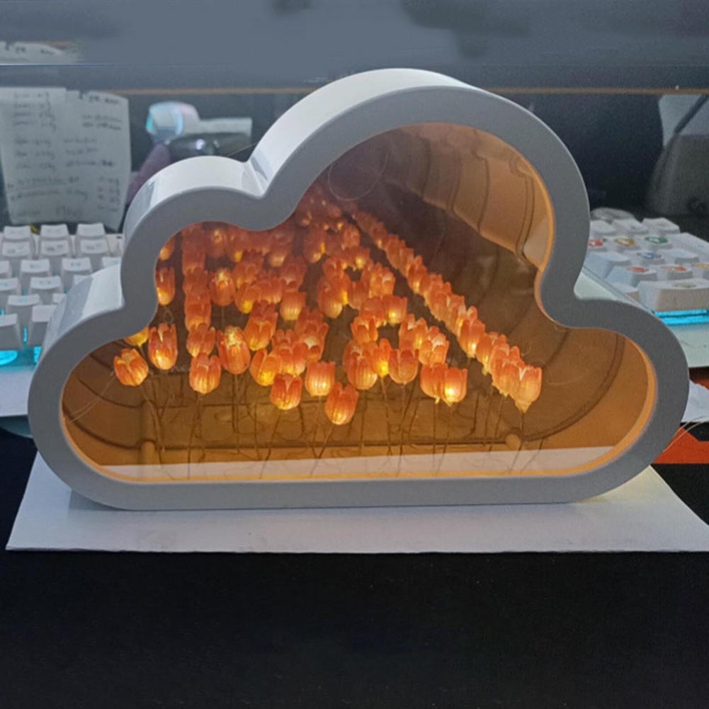 DIY Cloud Tulip светодиодный ночник Материал Упаковка Подарочный Для Девочки Креативные Зеркальные Настольные Лампы Украшения Спальни Украшения Дома