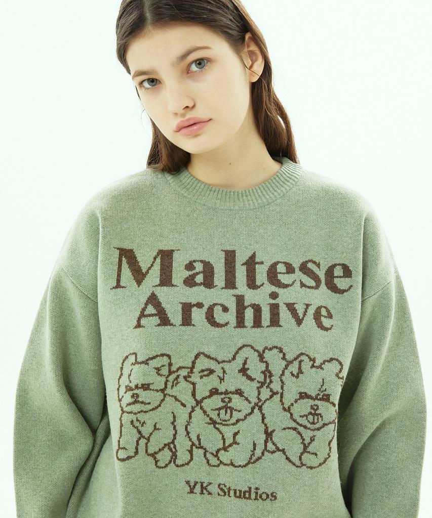 WAIKEI Maltese Archive Line Graphic Knit Mint