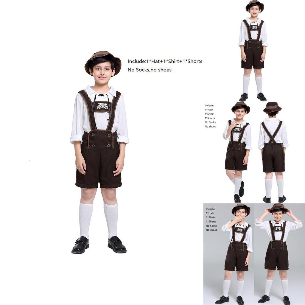 Stylish Children's Oktoberfest Costume Suit For Halloween Cosplay With Hat