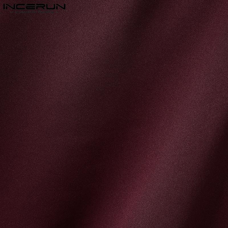 INCERUN Men V Neck Long Sleeve Open Front Tops Casual Slim Waist Pullovers