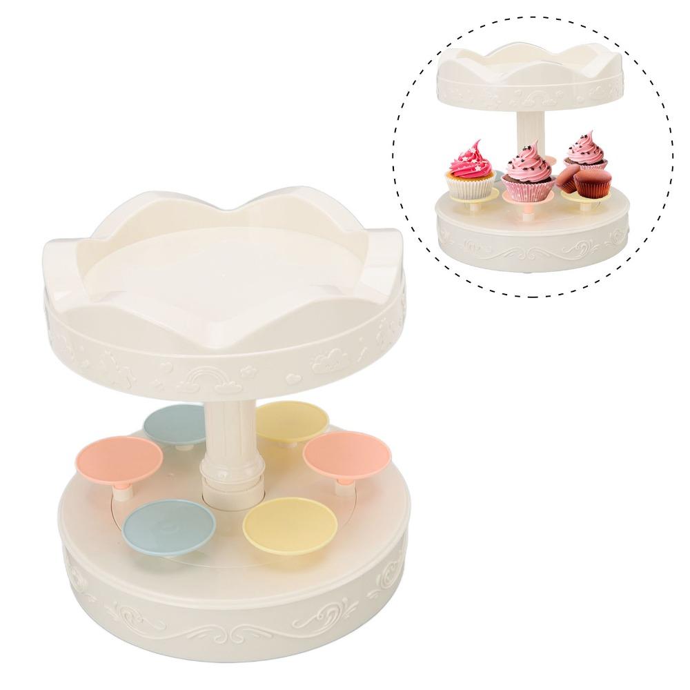 Double Layer Electric Powered Automatic Dessert Turntable Bakery Display