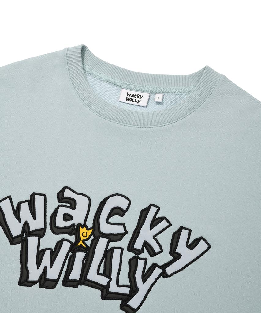 WACKY WILLY Typographic One-Point Sweatshirt Light Blue