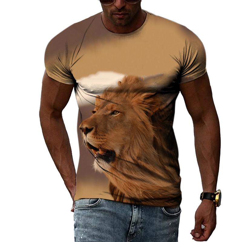 Новые 3D футболки с изображением льва короля зверей для мужчин, летние модные повседневные футболки с принтом животных, индивидуальные топы в стиле хип-хоп в стиле Харадзюку