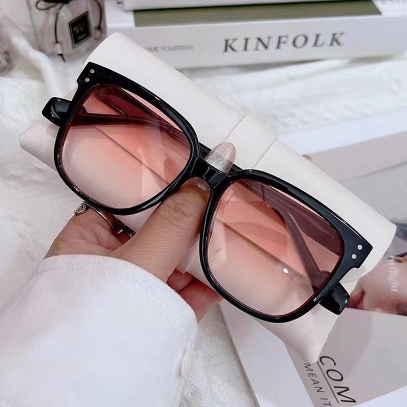 Sunglasses women's new high-end big face thin sunglasses UV protection white frame sunglasses men