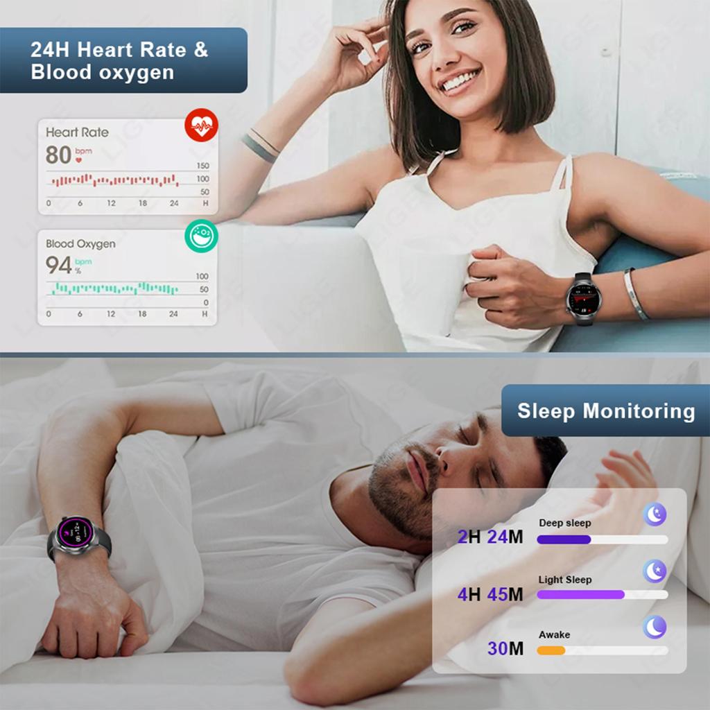 LIGE GT4 Original Smart Watch HD Full Touch Screen Multi-function Bluetooth Call Health Monitoring Sports Fitness Smart Bracelet Waterproof Men Watch