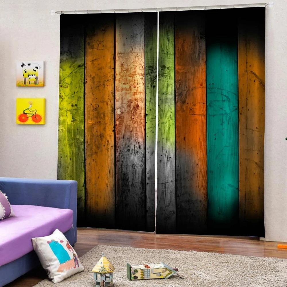 Western High Shading Curtains Traditional Rustic West Wooden Door Living Room Decoration Curtains Bedroom Window Drapes New