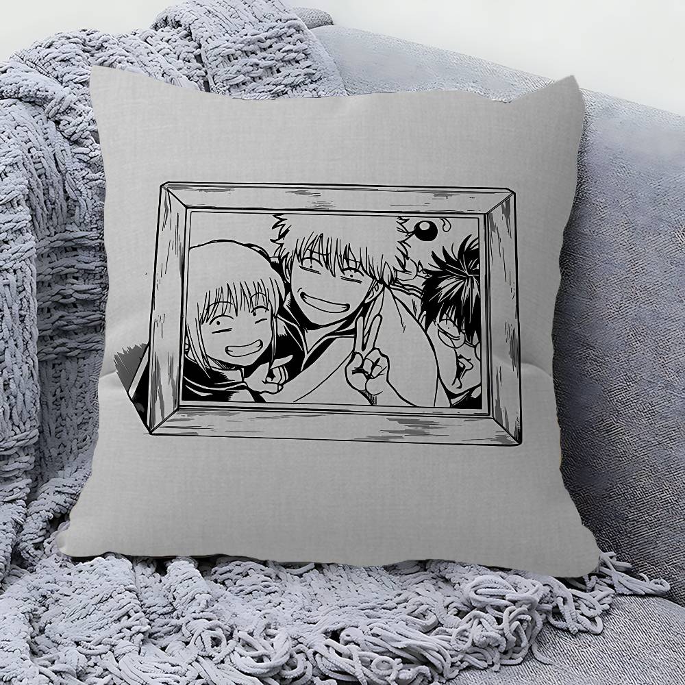 Смешные японские наволочки GINTAMA Мультяшные Декоративные для дивана Домашние Двусторонние с принтом Короткий плюш Милая наволочка для подушки