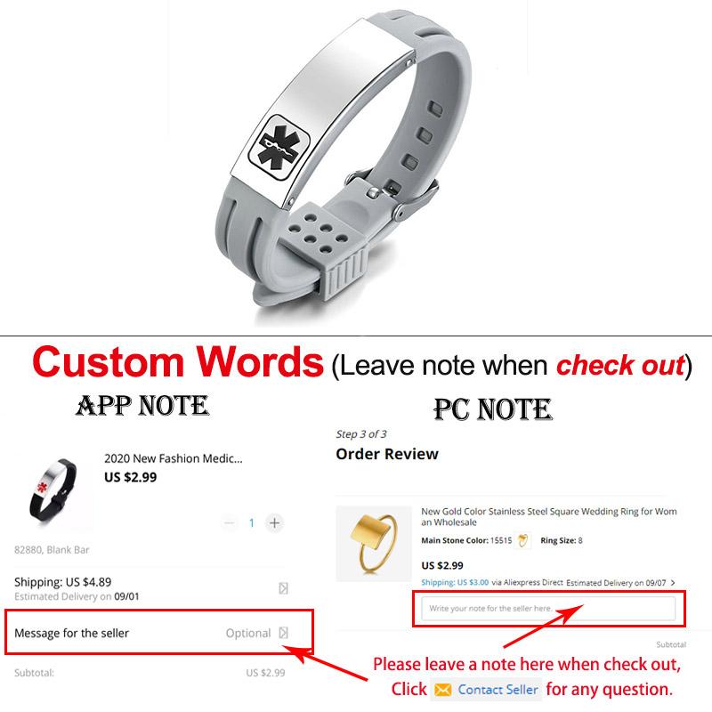 KOtik 2023, новые модные медицинские браслеты с гравировкой, персонализированные силиконовые браслеты из нержавеющей стали для