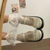 Cute Bow Flat Shoes Round Head Soft Sole Single Shoes Internet Celebrity Explosion Foreign Style Lace Lolita Small Leather Shoes 2025