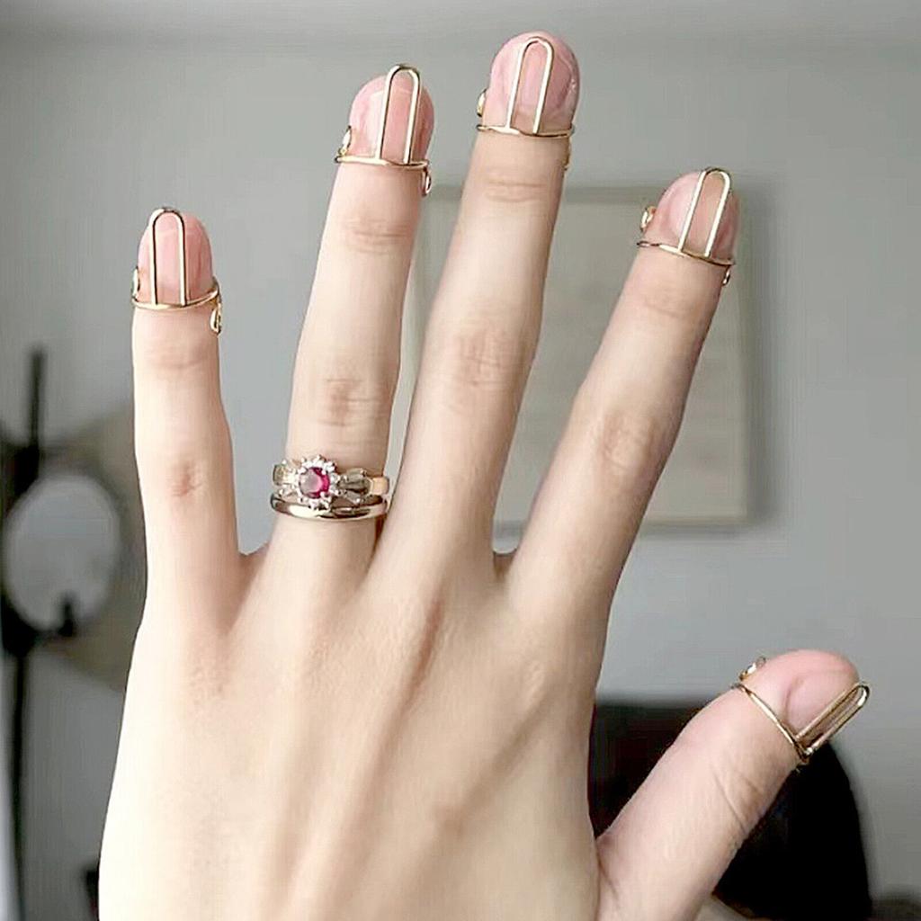 Wudu Nail Rings Non Tarnish 10PCS Adjustable No Glue No Women Gift Ring Set For