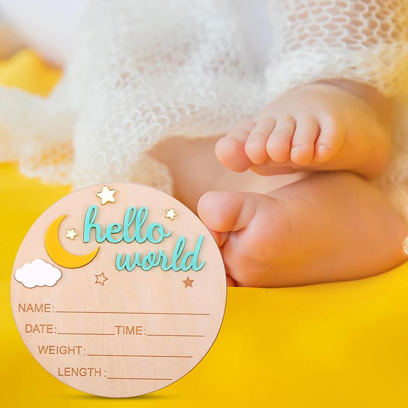 Деревянная табличка «Hello World Newborn», милая доска для объявлений о рождении ребенка