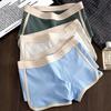 Men Boxer Underwear Mid-rise High Elasticity Shorts Panties Patchwork Color U-Convex Ribbed Underwear