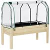 Raised Garden Bed Outdoor Elevated Wood Planter Box w/ PE Cover, Natural