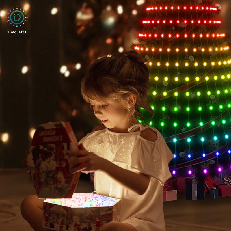 Светодиодные рождественские огни с изменением цвета, управляемые через приложение по Bluetooth, неоновая ПВХ-гирлянда, праздничное украшение и регулируемое атмосферное освещение