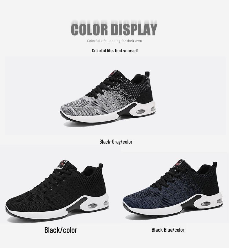 Мужская весенняя спортивная обувь - Большой размер, Flyknit, Воздушная подушка, Амортизация, Дышащая сетка, Мягкая подошва, Удобные кроссовки для бега