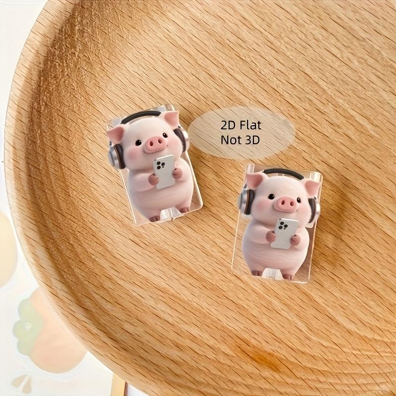 2D Flat, 2pcs Cute Pink Pig Headphone Cable Protectors, Anti-Scratch Type-C/Phone Charger Cable Protector, Phone Cable Protector