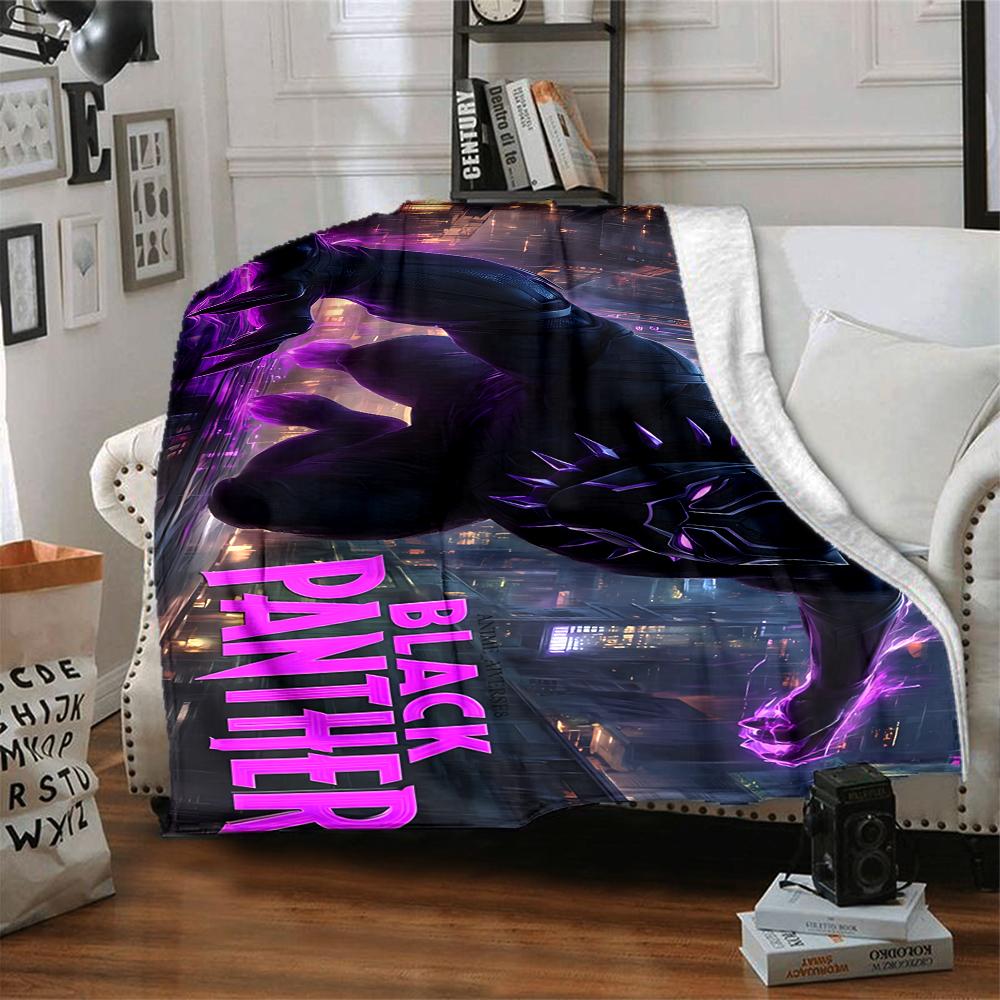 1Pc Black Panther Urban Guardian Flannel Blanket, Soft And Comfortable, Casual Warm, Camping Travel, Christmas, Halloween Xmas Gift S1752