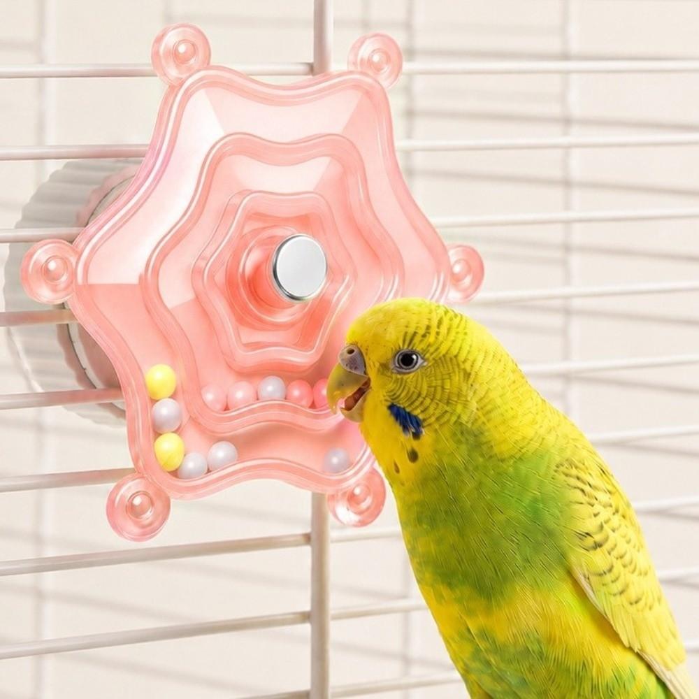 Plastic Birdcage Chewing Puzzle Toy Colorful Beads Self-play Bird Spinner Toy Entertainment