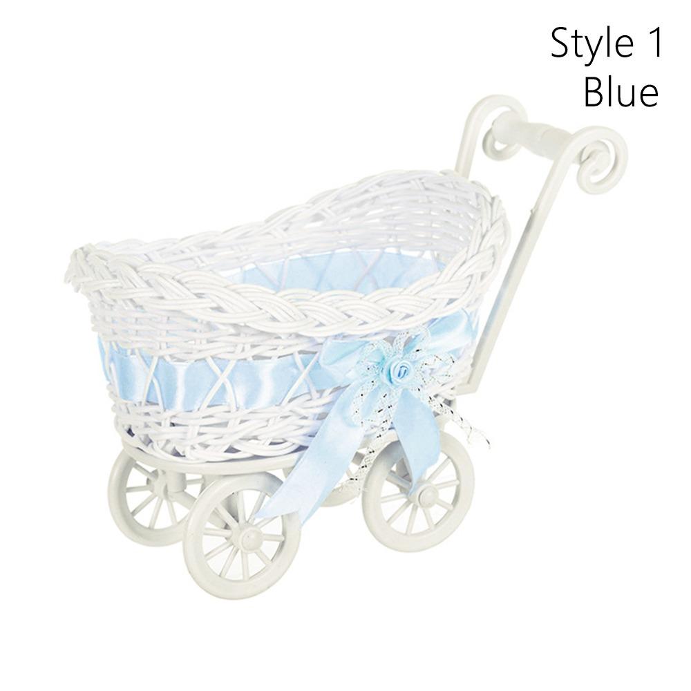 High Quality Hand-Woven Creative Small Cart 2 Styles Gift Imitation Rattan Woven Storage Flower Basket For Plant Home Wedding