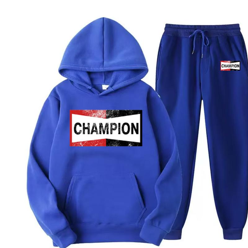 Комплект худи с длинными рукавами и ретро-логотипом Champion для осени и зимы