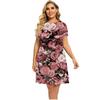 3D Pink Rose Floral Print Dresses Women 2023 Fashion Summer Flower Theme Short Sleeve Dress Streetwear Loose Plus Size Clothing