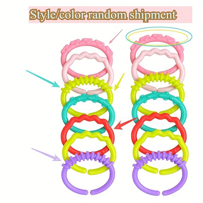 Connecting Rings Rainbow Hanging Ring, Handheld Grasp for Babies And Toddlers, Stroller Car Seat Crib Playmat Attachment Infant
