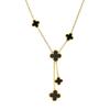 Premium Feeling Four Leaf Clover Tassel Titanium Steel Necklace Simple Double Sided Four Leaf Flower Necklace For Women
