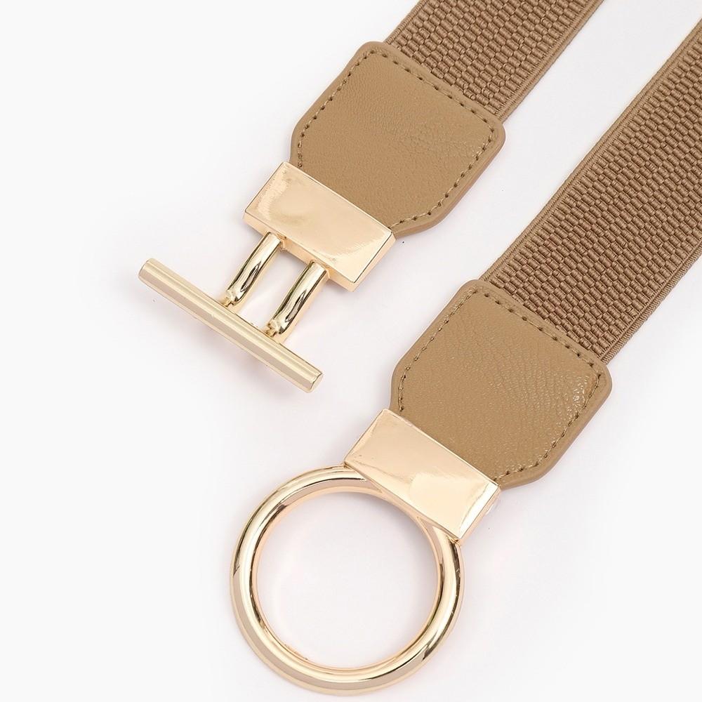 Fashion Elastic Waistband Casual Round Buckle Waist Strap Waist Belts Clothing Decoration