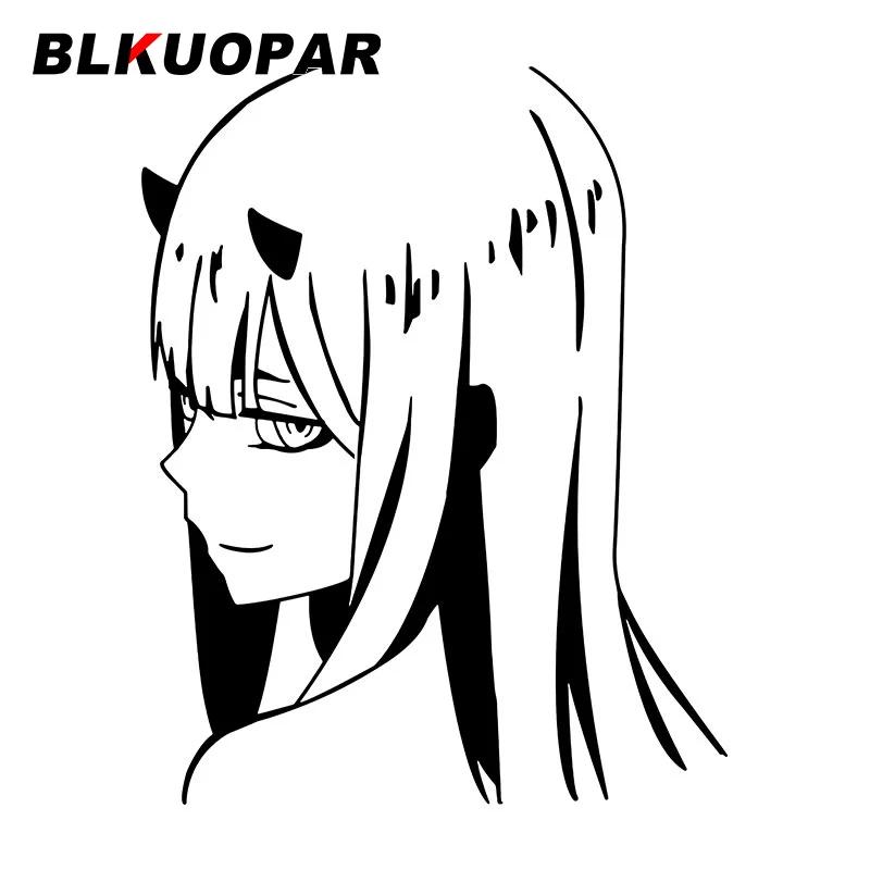 BLKUOPAR Zero Two Улыбка Аниме Наклейки на Автомобиль Личность Подглядывающий Милый Автомобильный Стикер Водонепроницаемый Защита от Солнца Силуэт Наклейка Декор