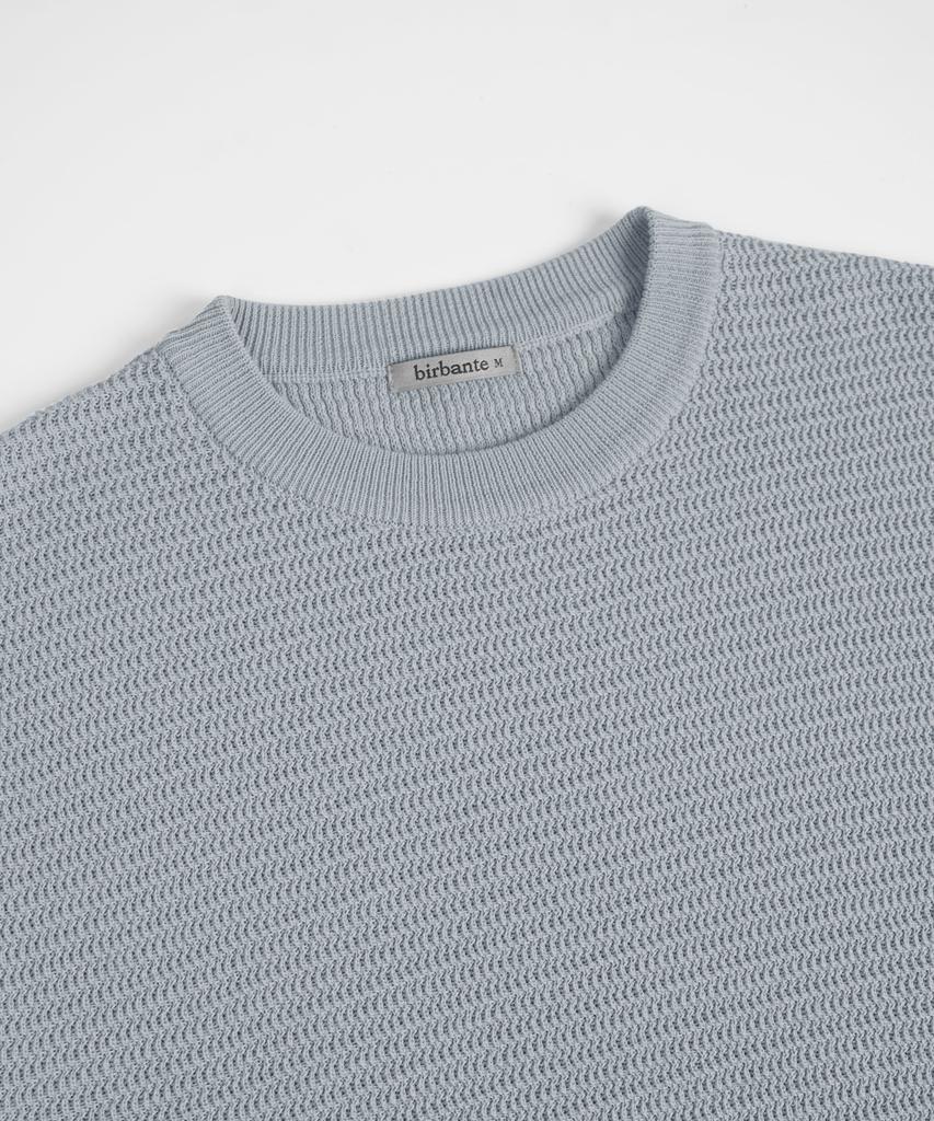 BIRBANTE Summer Washable Essential Round Knit - Sky Grey
