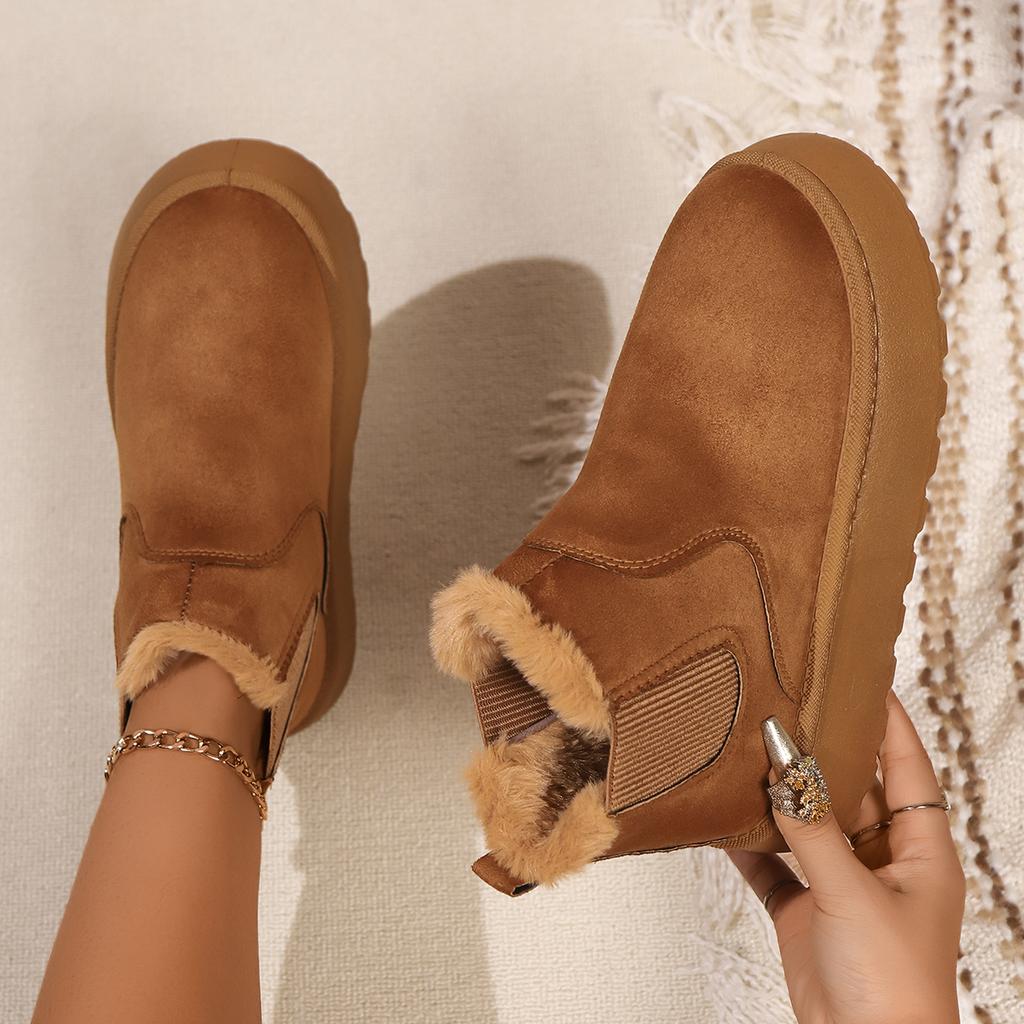 Модные зимние сапоги для женщин 2024 года, новые толстые бархатные сапоги большого размера, зимние модные теплые короткие сапоги с одним шагом, хлопковая обувь для женщин, хлопковая обувь