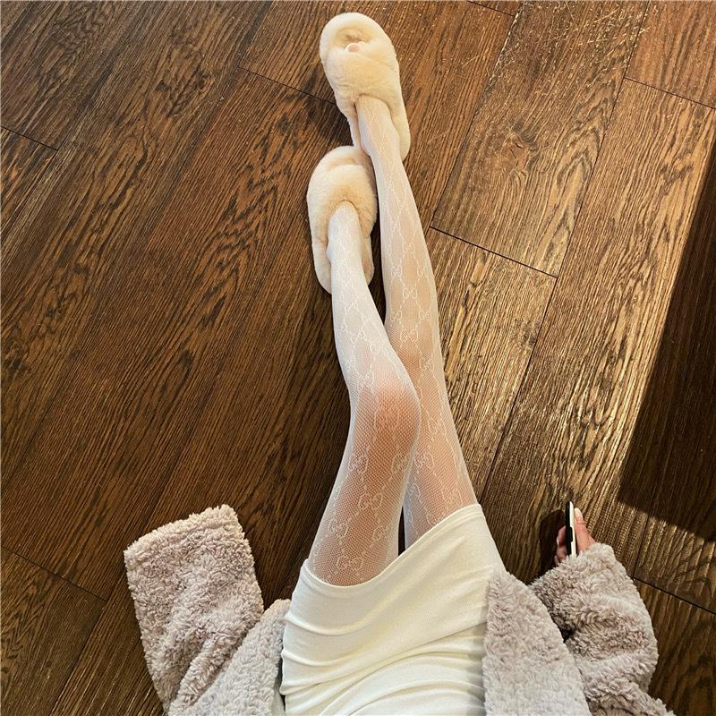 Женские японские милые лолита кружевные белые и черные шелковые сетчатые чулки, тонкие колготки в стиле JK