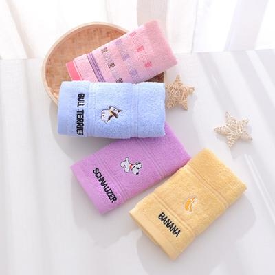 Бытовое мягкое впитывающее однотонное хлопковое полотенце для лица, полотенце для лица для детского сада, детское полотенце с вышивкой